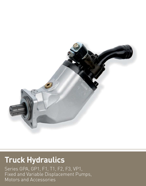 Truck Hydraulics Series GPA, GP1, F1, T1, F2, F3, VP1, Fixed and Variable Displacement Pumps, Motors and Accessories